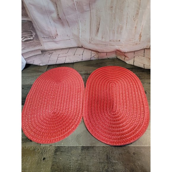 Red table placemat decor oval set - Picture 5 of 5